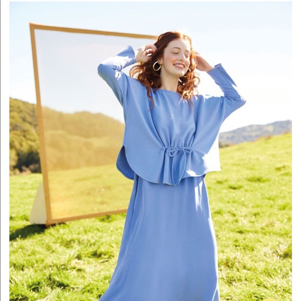 Amour Vert Rhea Zero Waste Sweatshirt Sky Size One Size NWT Tie Waist